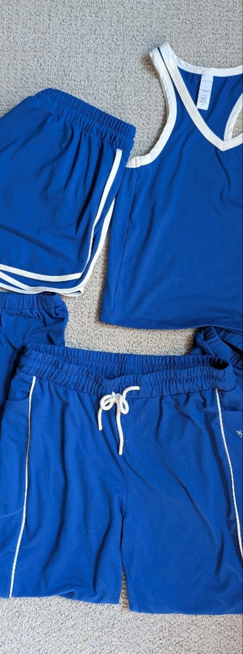 Vitality Blue Motive Set: Joggers, Shorts, Racer Tank